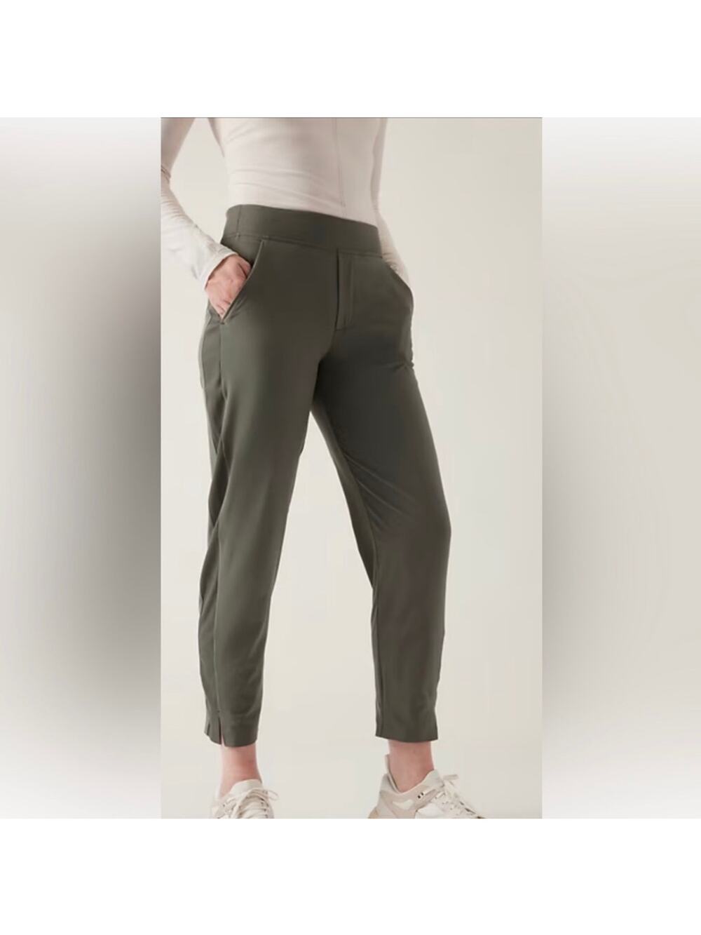 Athleta Pants Womens 0 Green Brooklyn Mid Rise Ankle Pull On Minimal Travel Work